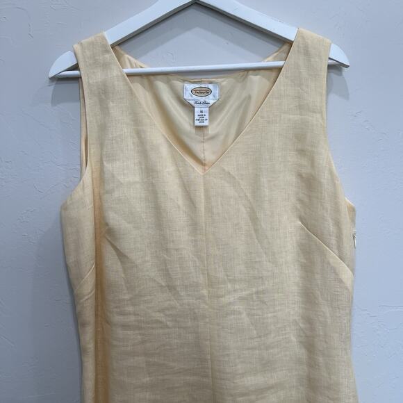 Talbots Cream Sleeveless Midi Dress V-Neck A-Line - Picture 3 of 14